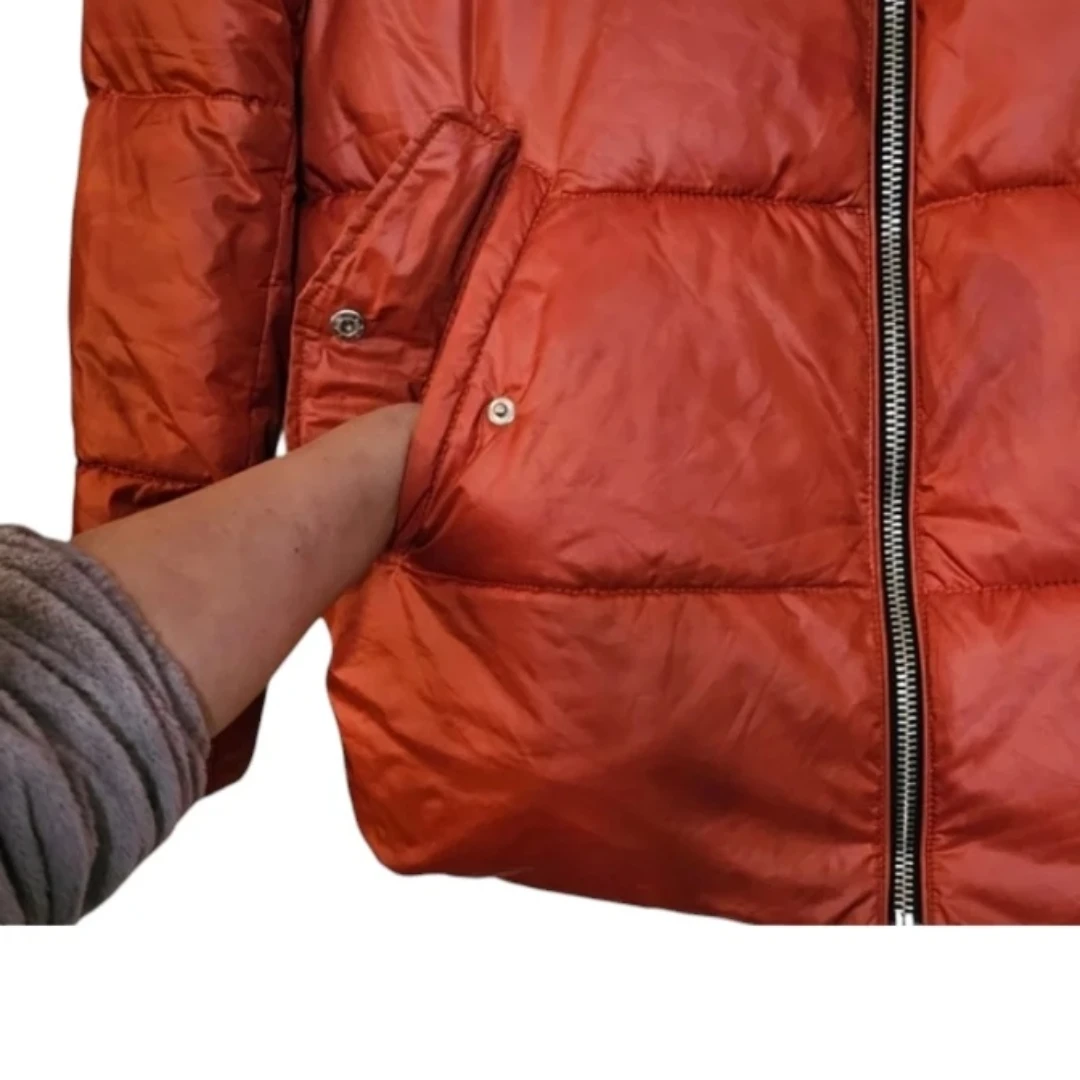 NOIZE Burnt Orange Unisex Vegan Puffer Jacket w Hood - photo 2