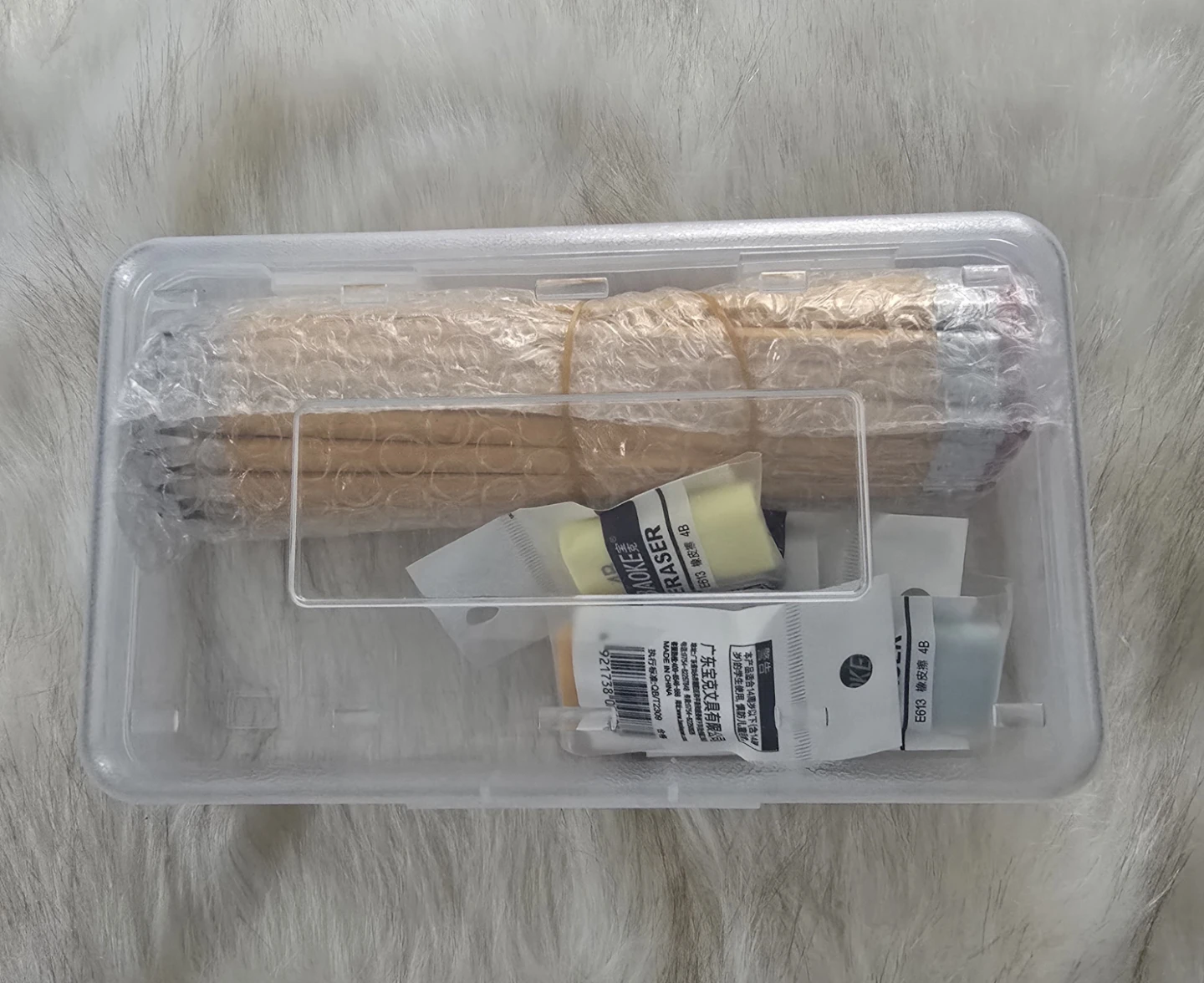 Clear pencil box with 30 Yellow Pencils with 4 Eraser Set - photo 2