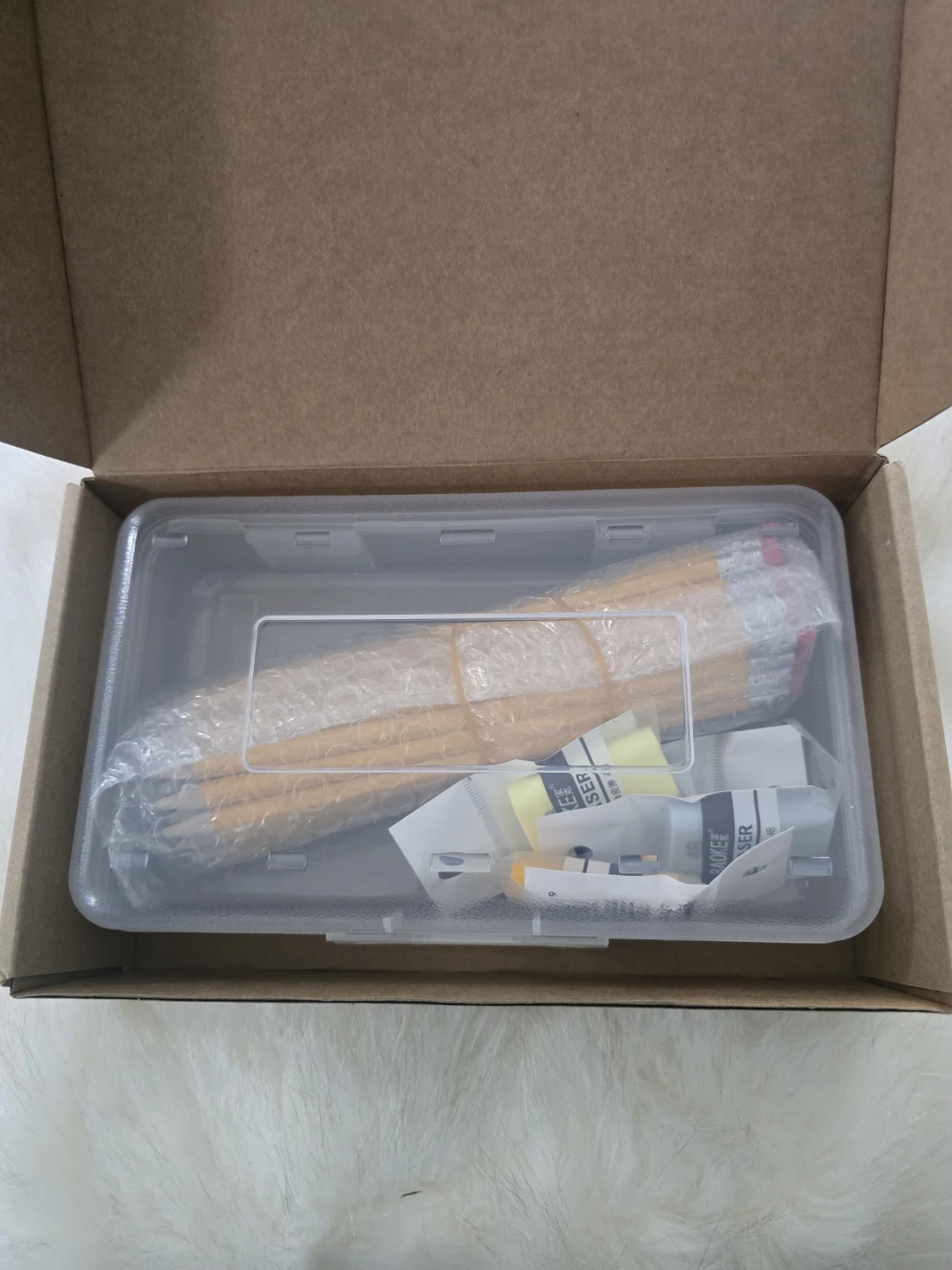 Clear pencil box with 30 Yellow Pencils with 4 Eraser Set - photo 3