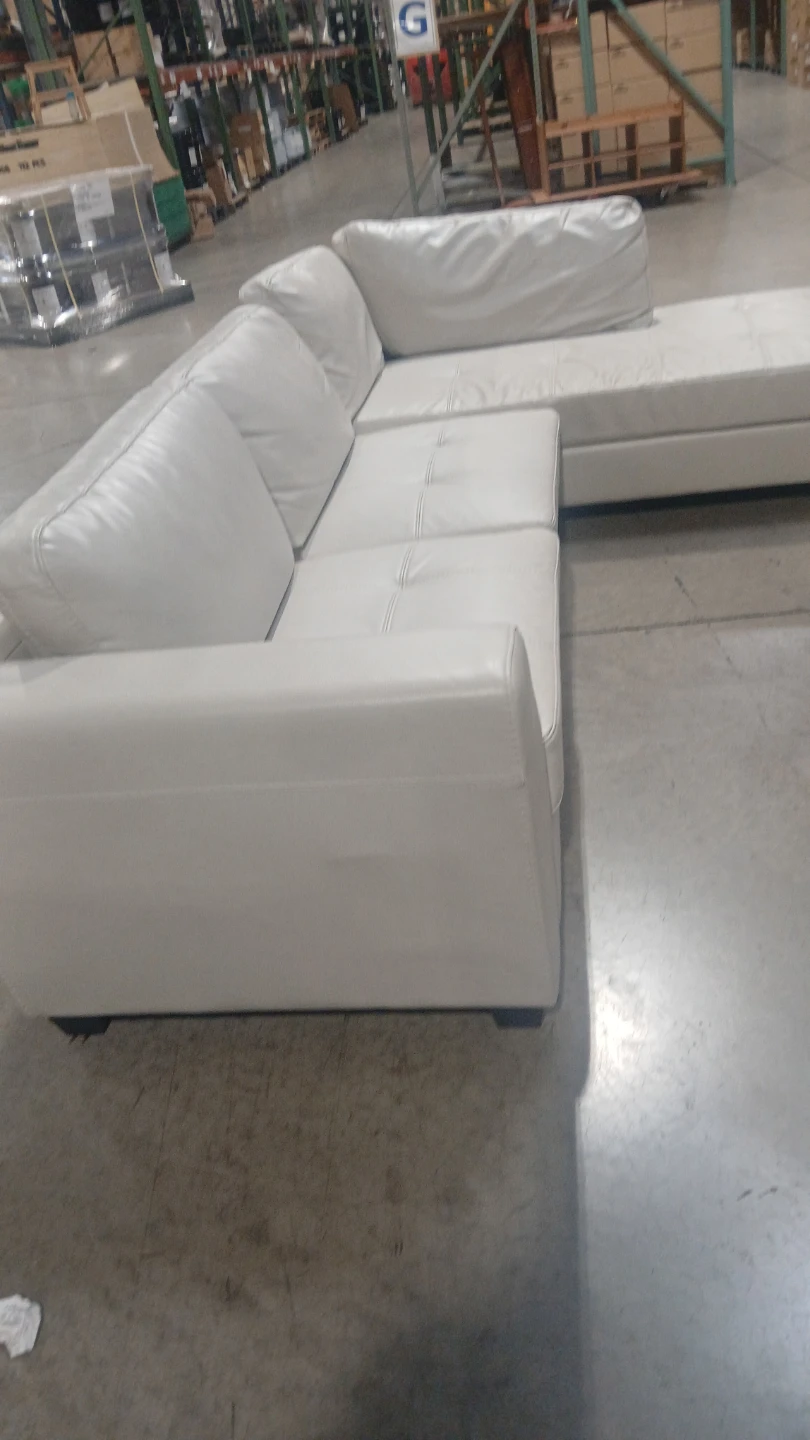 White Leather Sectional Sofa - photo 2