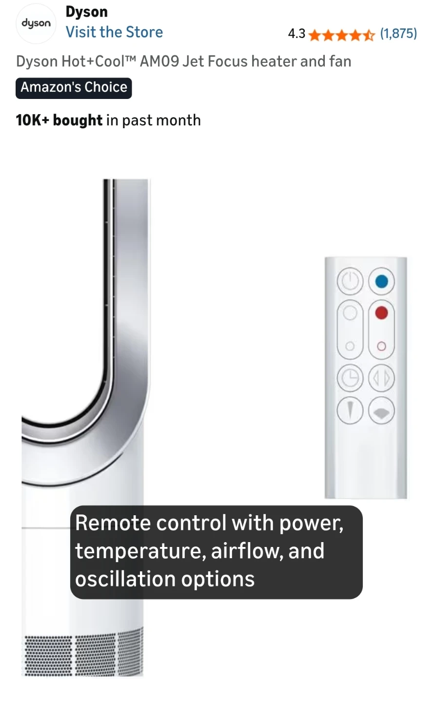 Dyson Hot+Cool™ AM09 Jet Focus heater and fan - photo 4