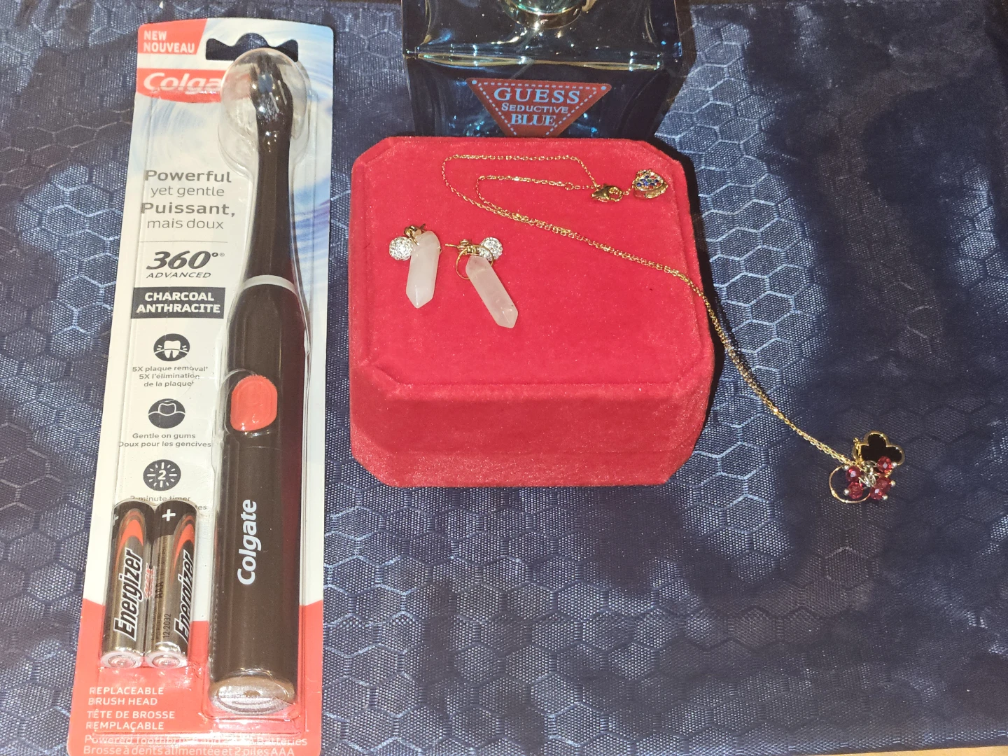 14k Crystal Drop Earrings & silver Necklace Set, - photo 3