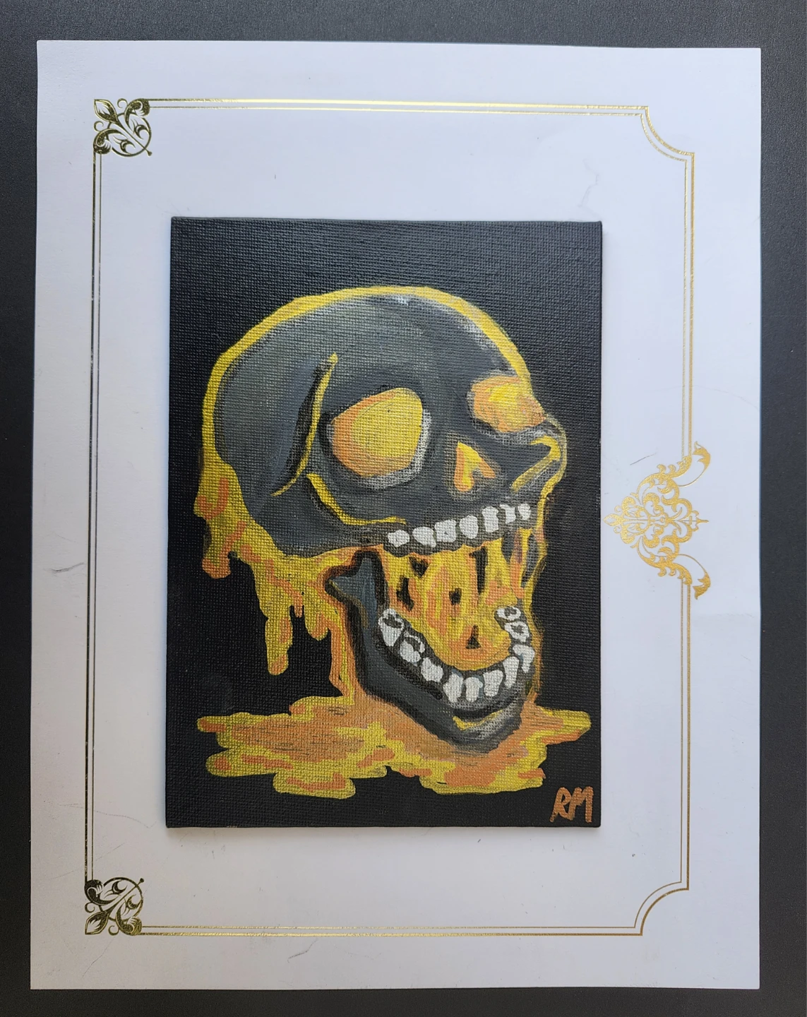 Hand-Painted Melting Skull Artwork