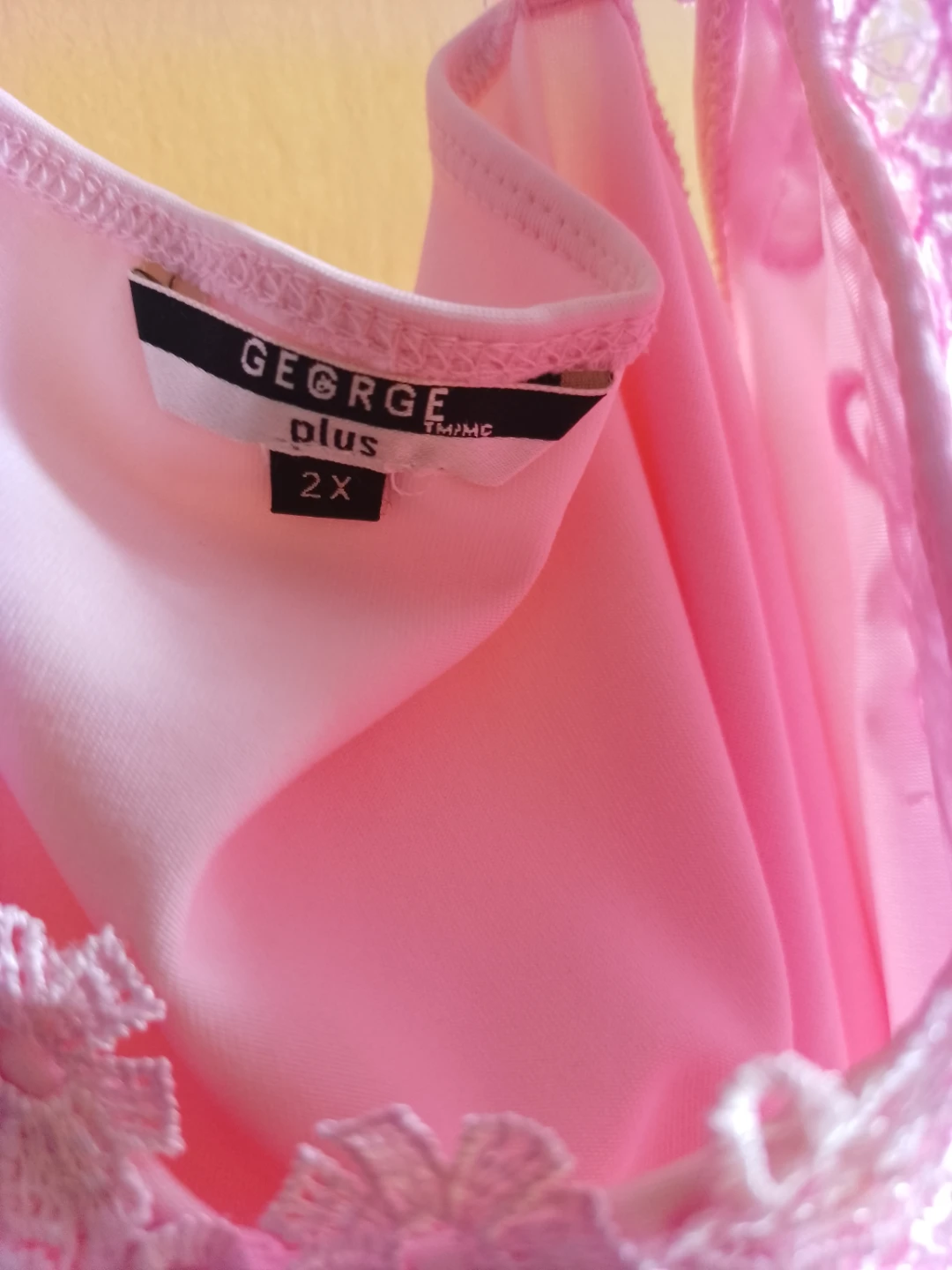 George Plus Pink Lace Trim Camisole - Size 2X - photo 2