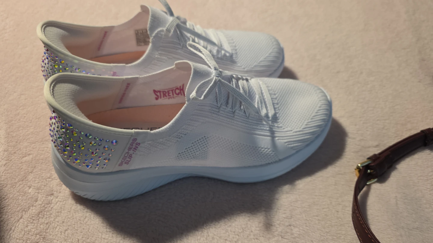 Skechers Slip-Ins White Rhinestone Sneakers
