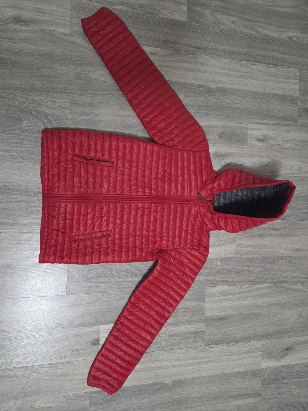 Red Quilted Hooded Jacket