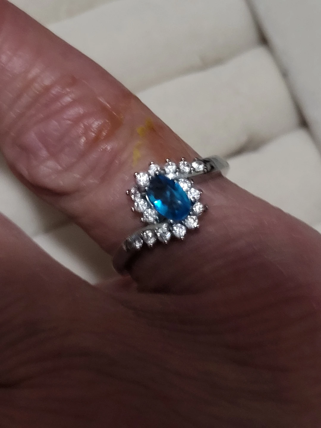 Blue Gemstone Ring, Size 6.5 ,Sterling Silver 925