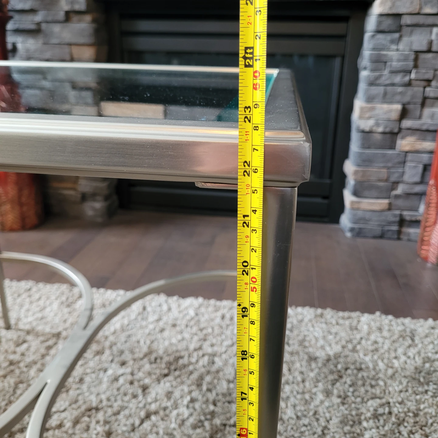 BRAND NEW Glass Top Side Table with Metal Frame - photo 4