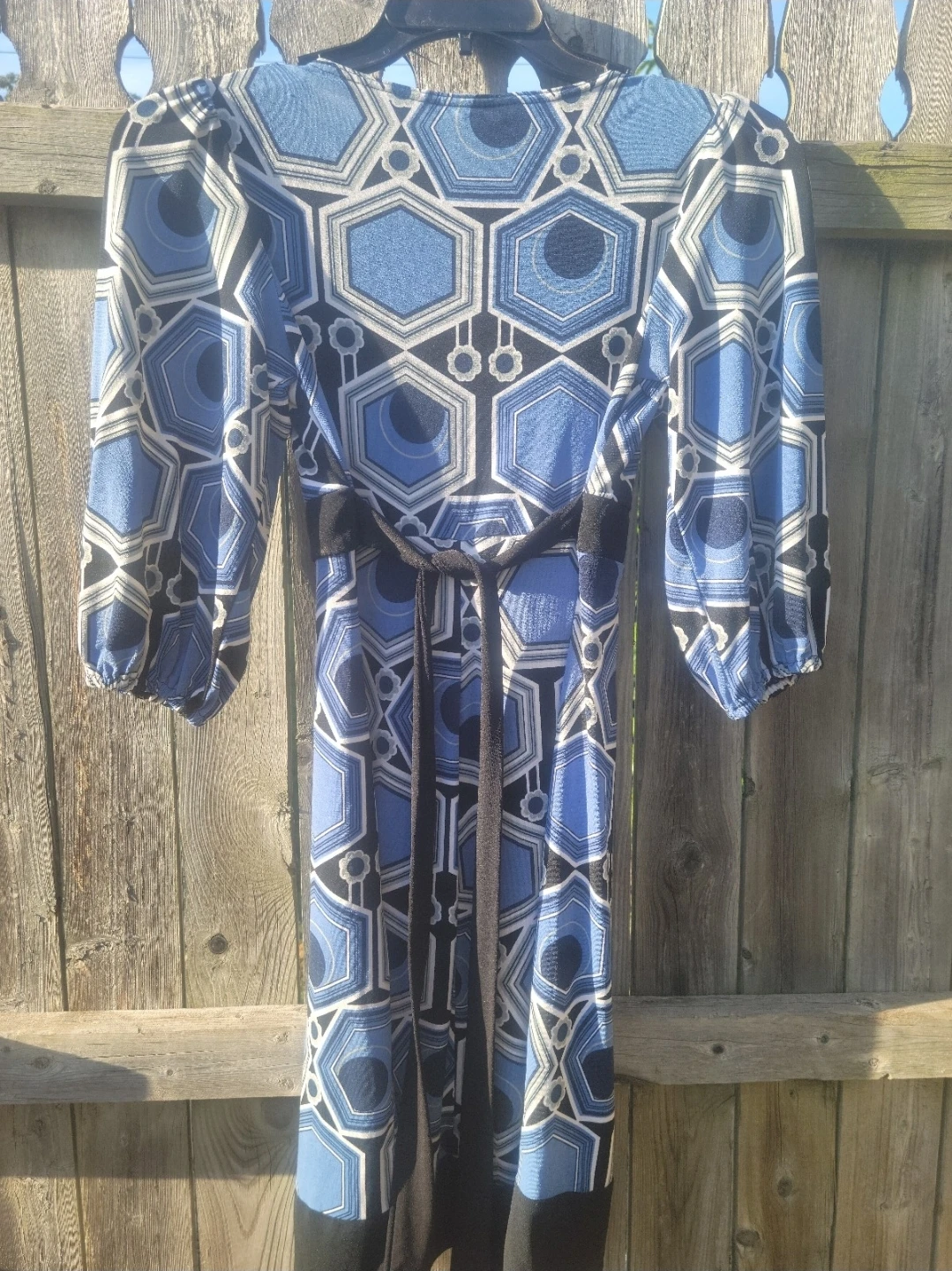 Blue Geometric Print Wrap Dress - photo 2