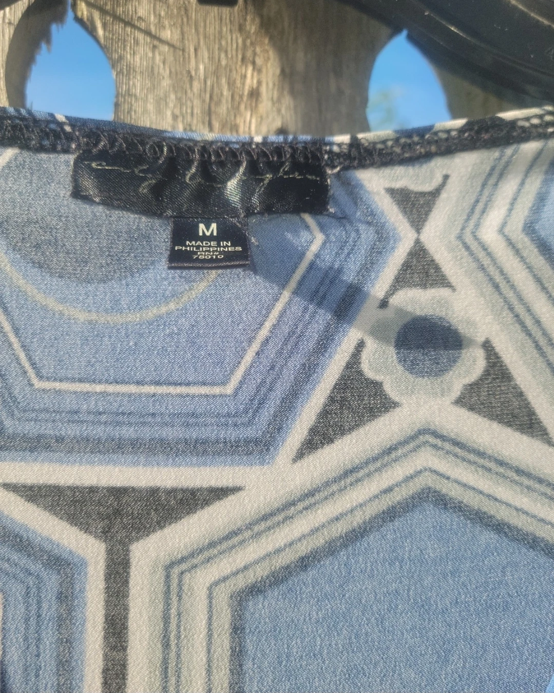 Blue Geometric Print Wrap Dress - photo 3