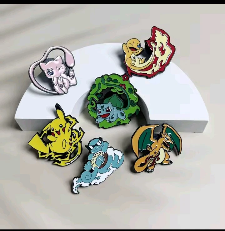 Pokemon Enamel Pins & COMPLETE Pokemon Gym Badge Collection