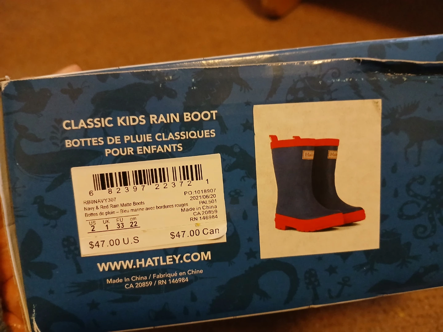 Hatley Kids Rain Boots - 22cm Size US 2, EU 33, Navy/Red - New! - photo 4