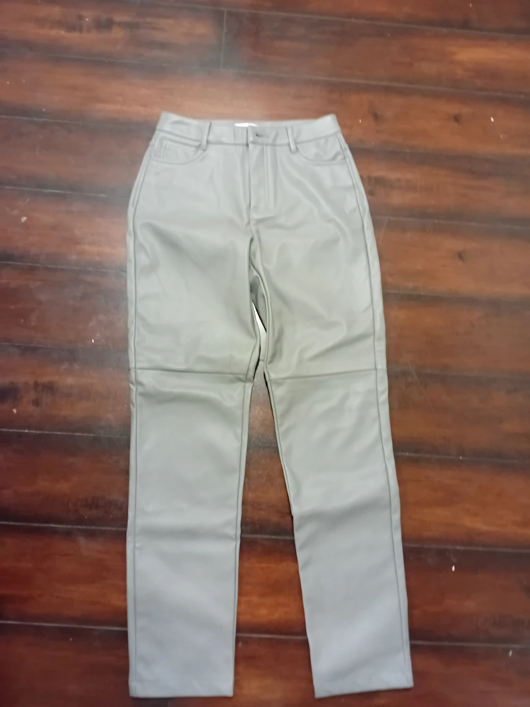 Grey Faux Leather Pants