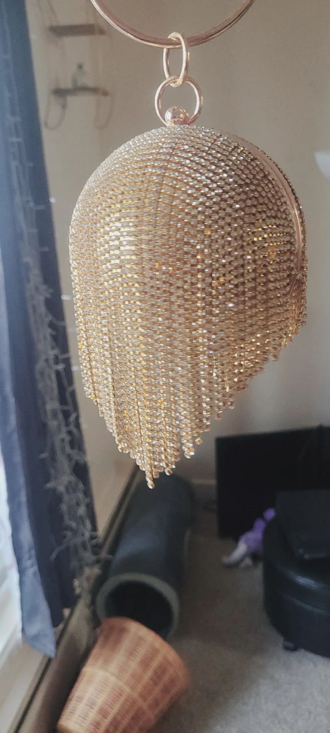 Sparkly Gold Ball Clutch Purse with Fringe - photo 2