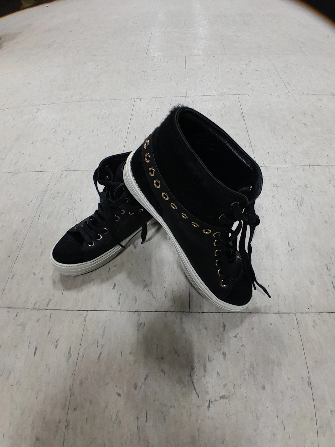 Black High-Top Sneakers with Gold Buckle original Ferragamo 7 - photo 2