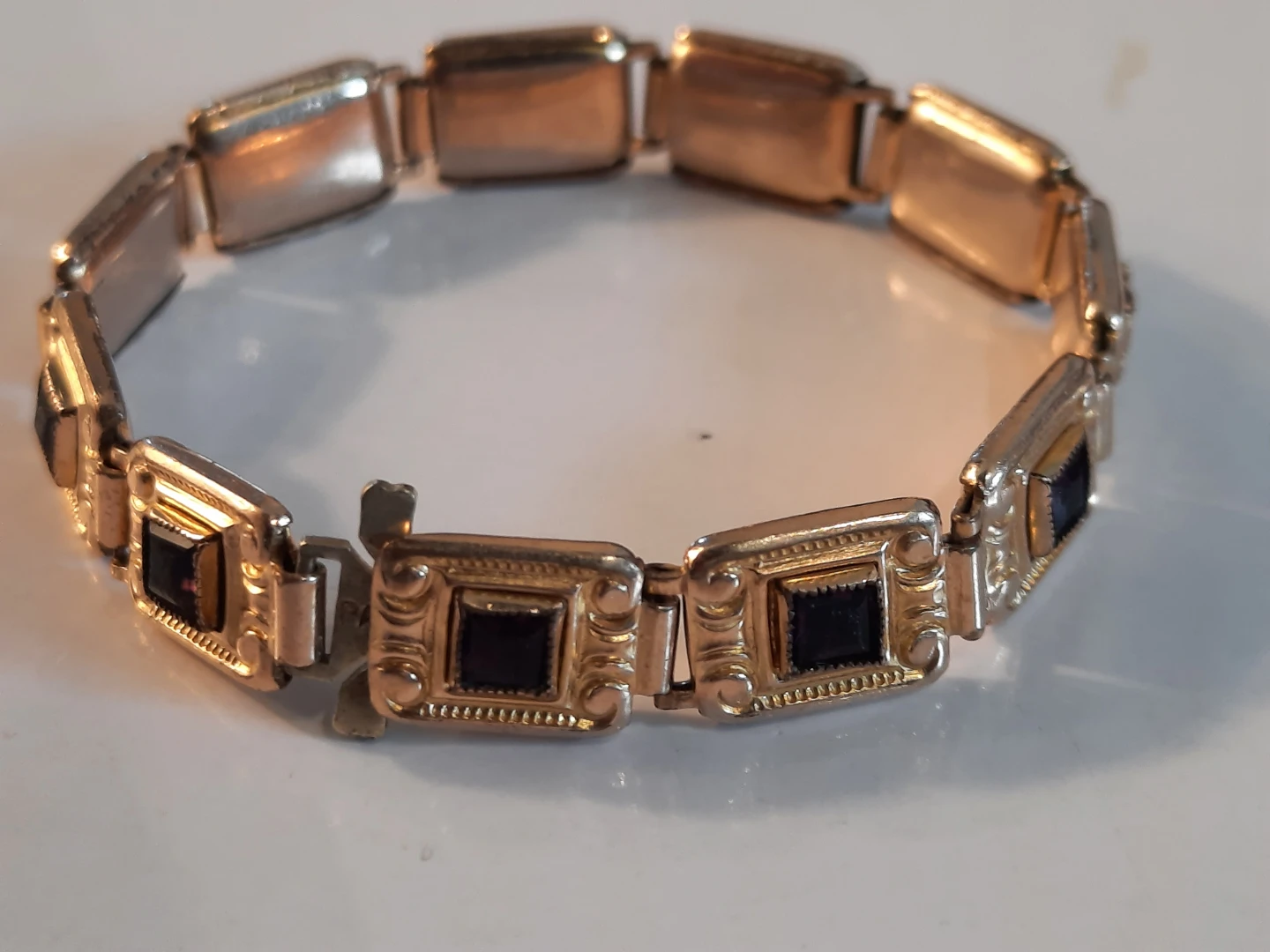 Vintage Gold filledBracelet with Purple Stones - photo 2