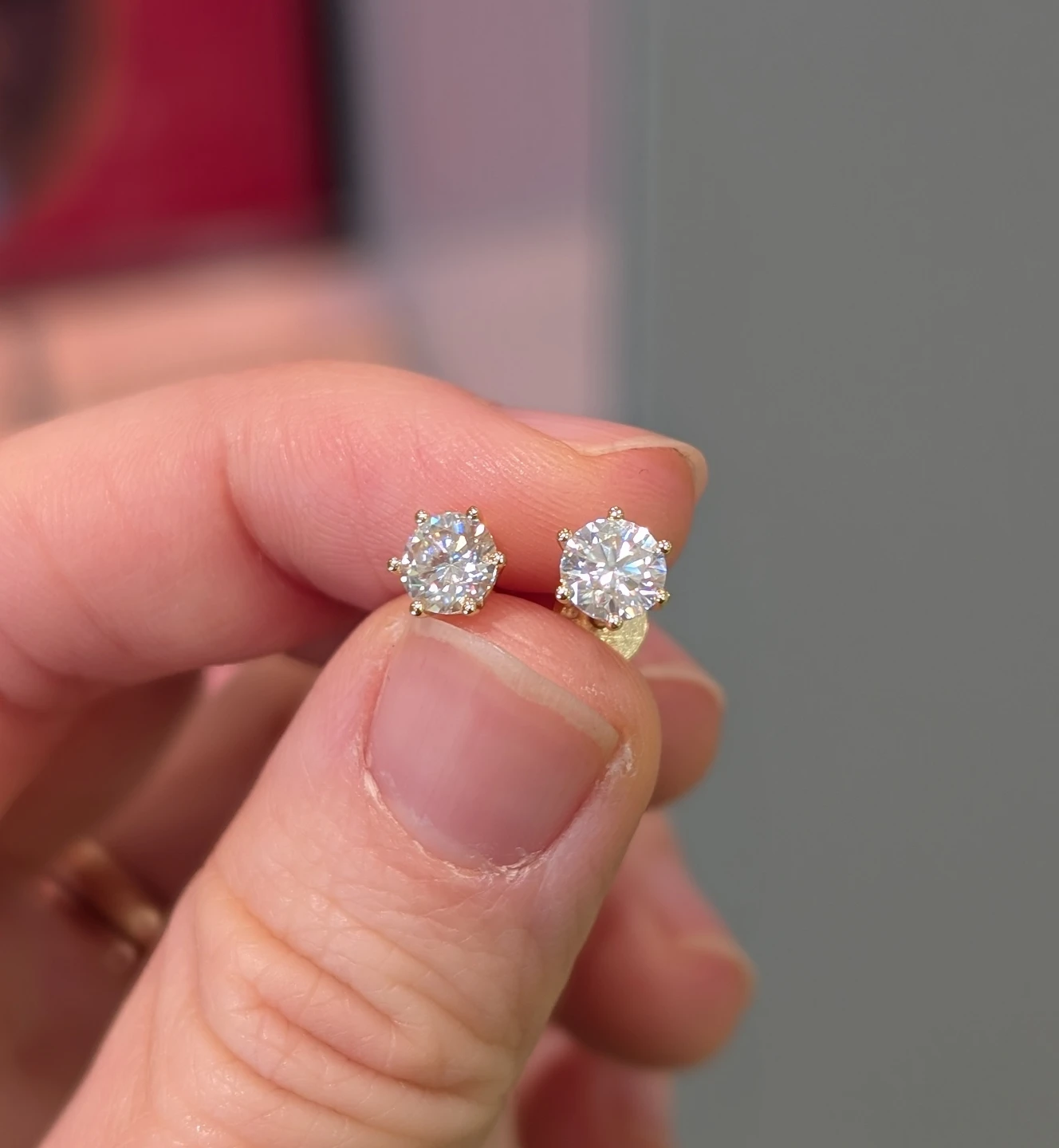 1ct moissanite studs with gold-plated sterling silver