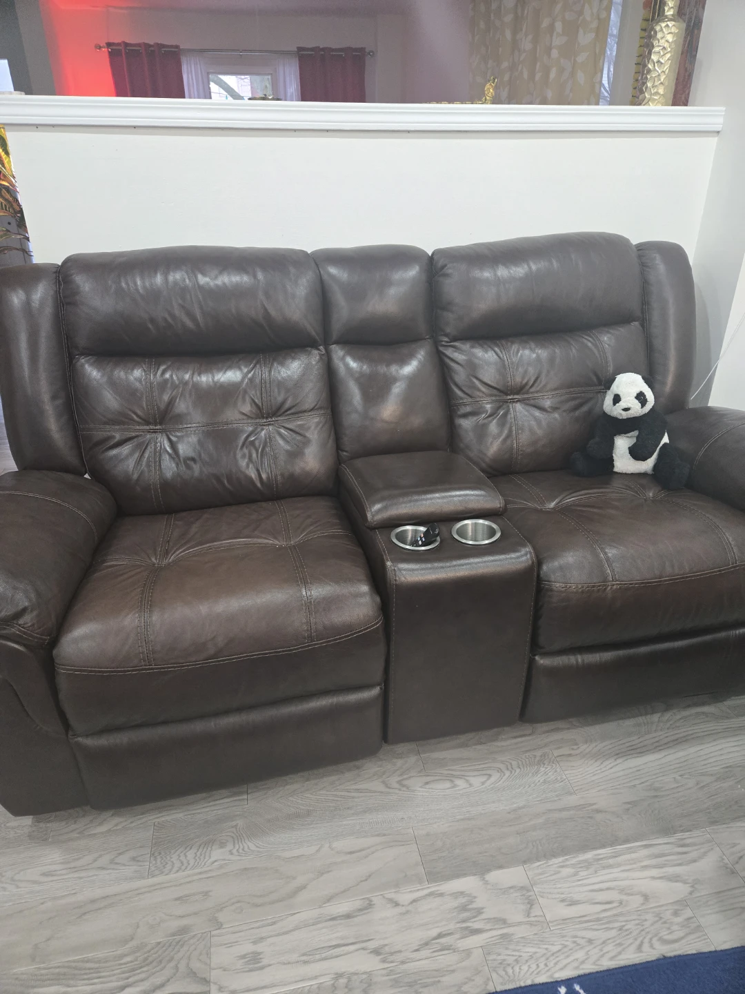 Brown Leather Reclining Sofa Set - photo 2