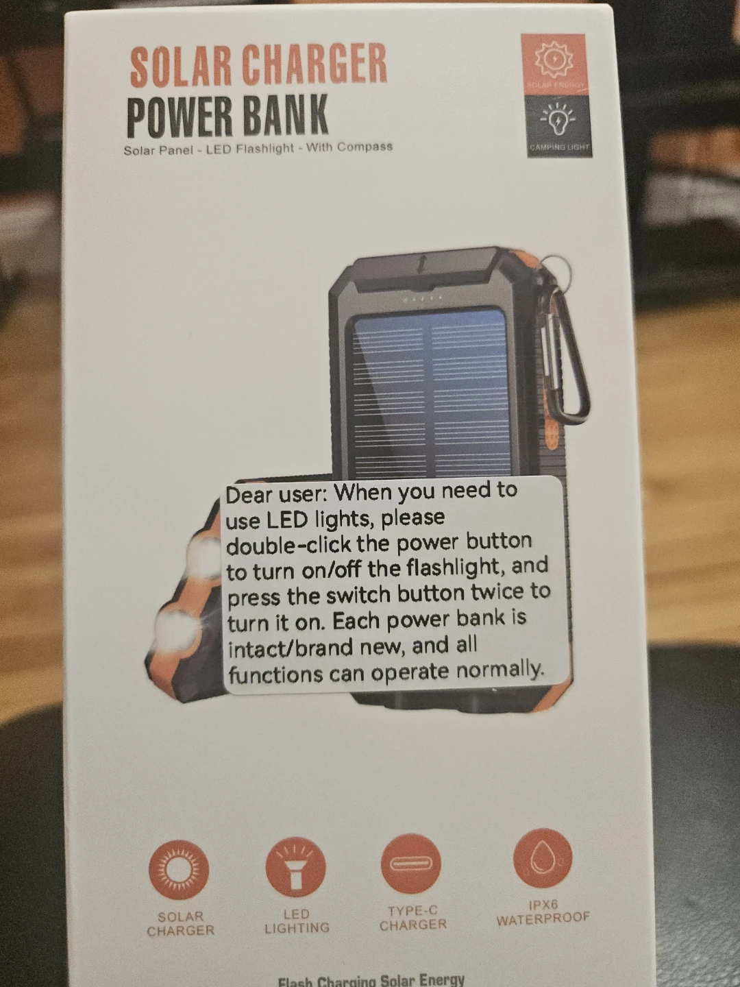 Solar Charger Power Bank - New in Box!