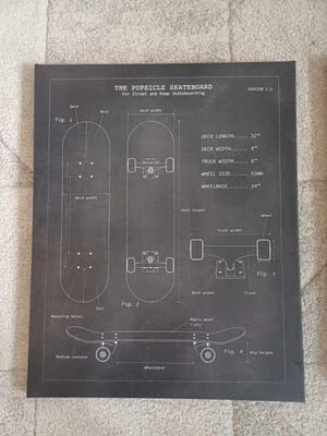 Skateboard & Headphones Blueprint Framed Art (Ikea) - photo 2