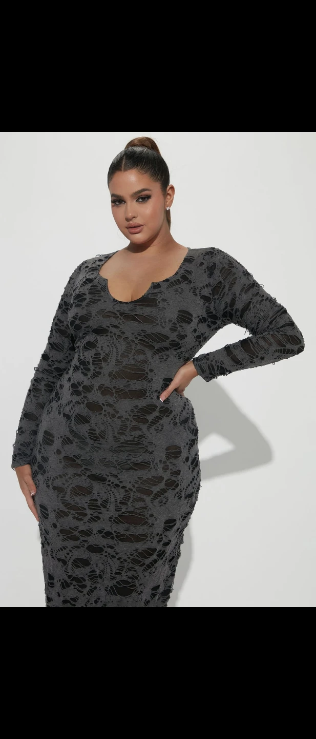 BRAND NEW Fashion Nova Distressed Long Sleeve Dress - photo 5