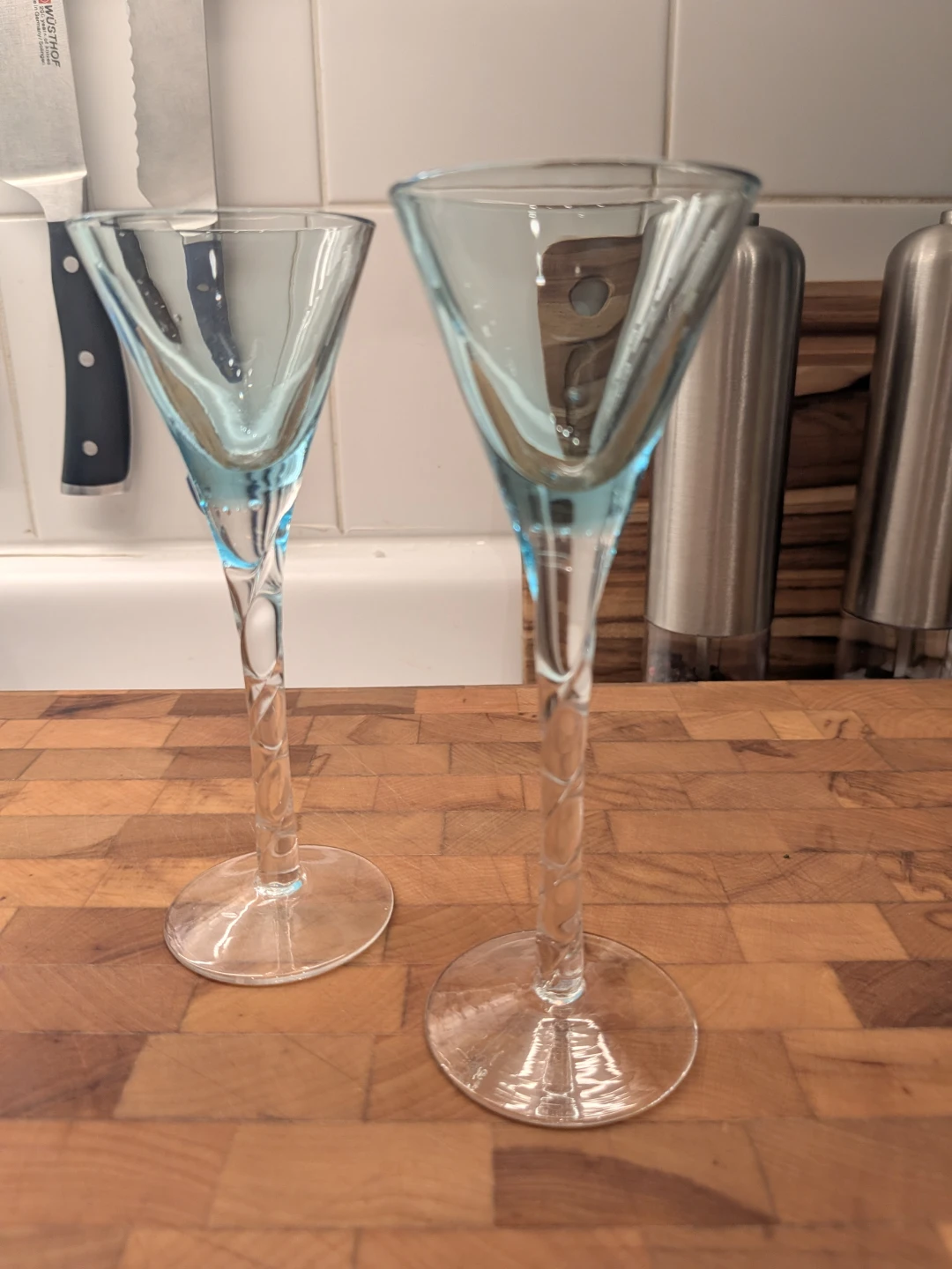 Blue Swirl Stem Aparatif Glasses - Set of 2