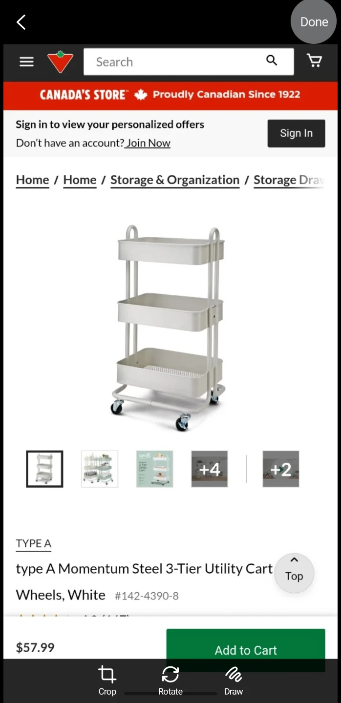 Type A Momentum 3-Tier Utility Cart - White 🥕 - photo 2