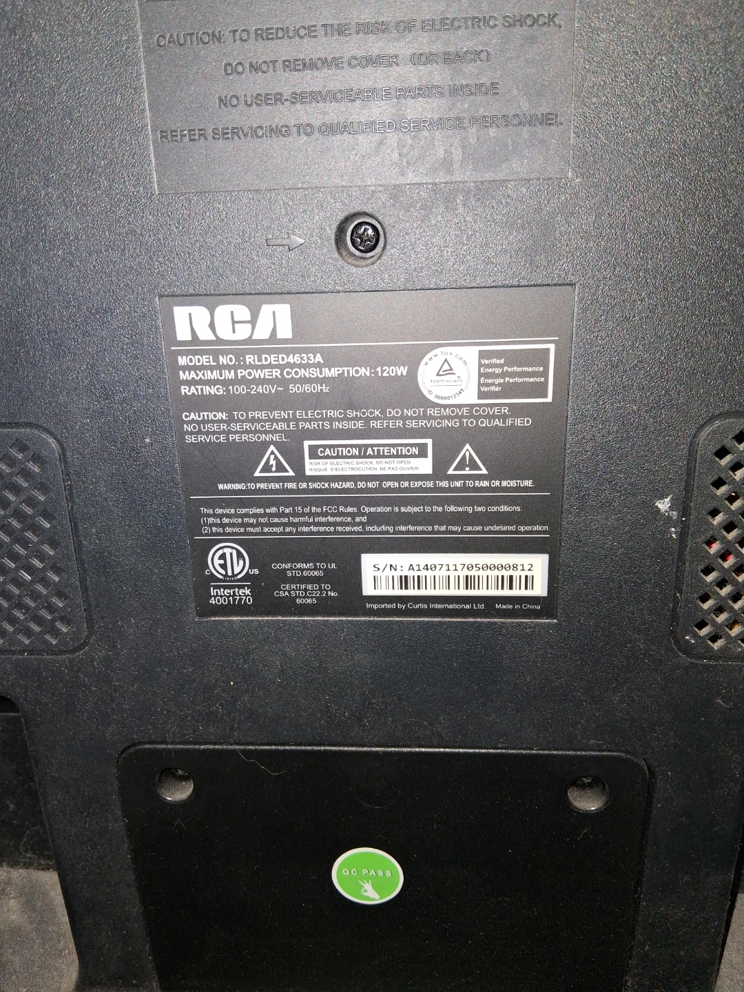 RCA RLDE D4633A 120W TV