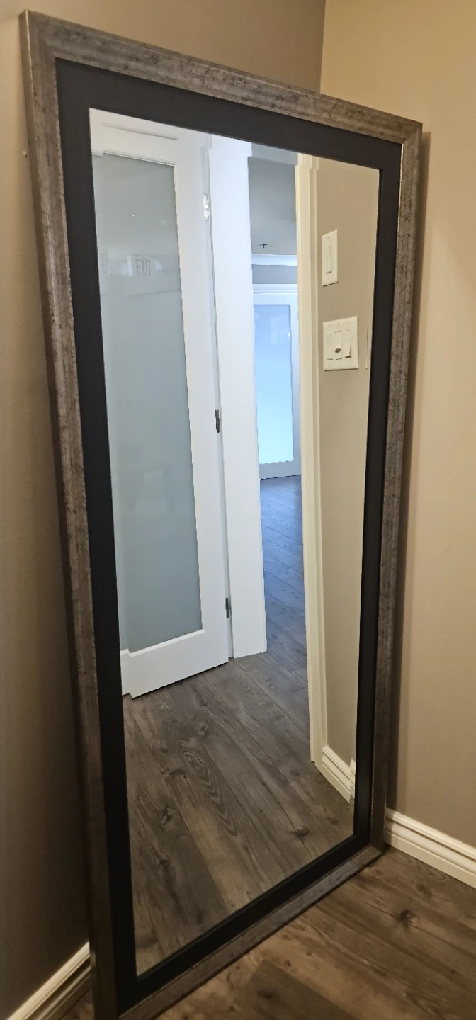 Full Length Floor Mirror with Rustic Grey Frame