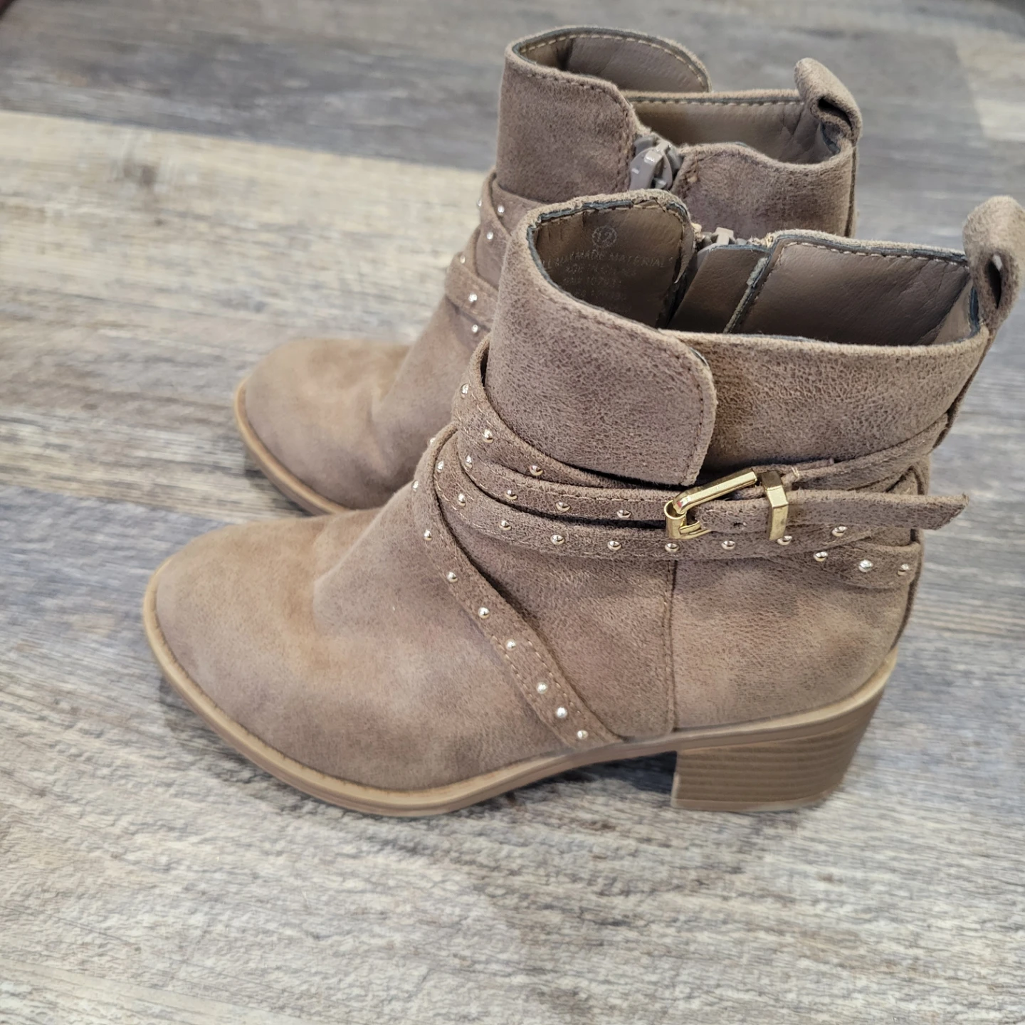 Justice Girls Size 12 Tan Faux Suede Ankle Boots - photo 2