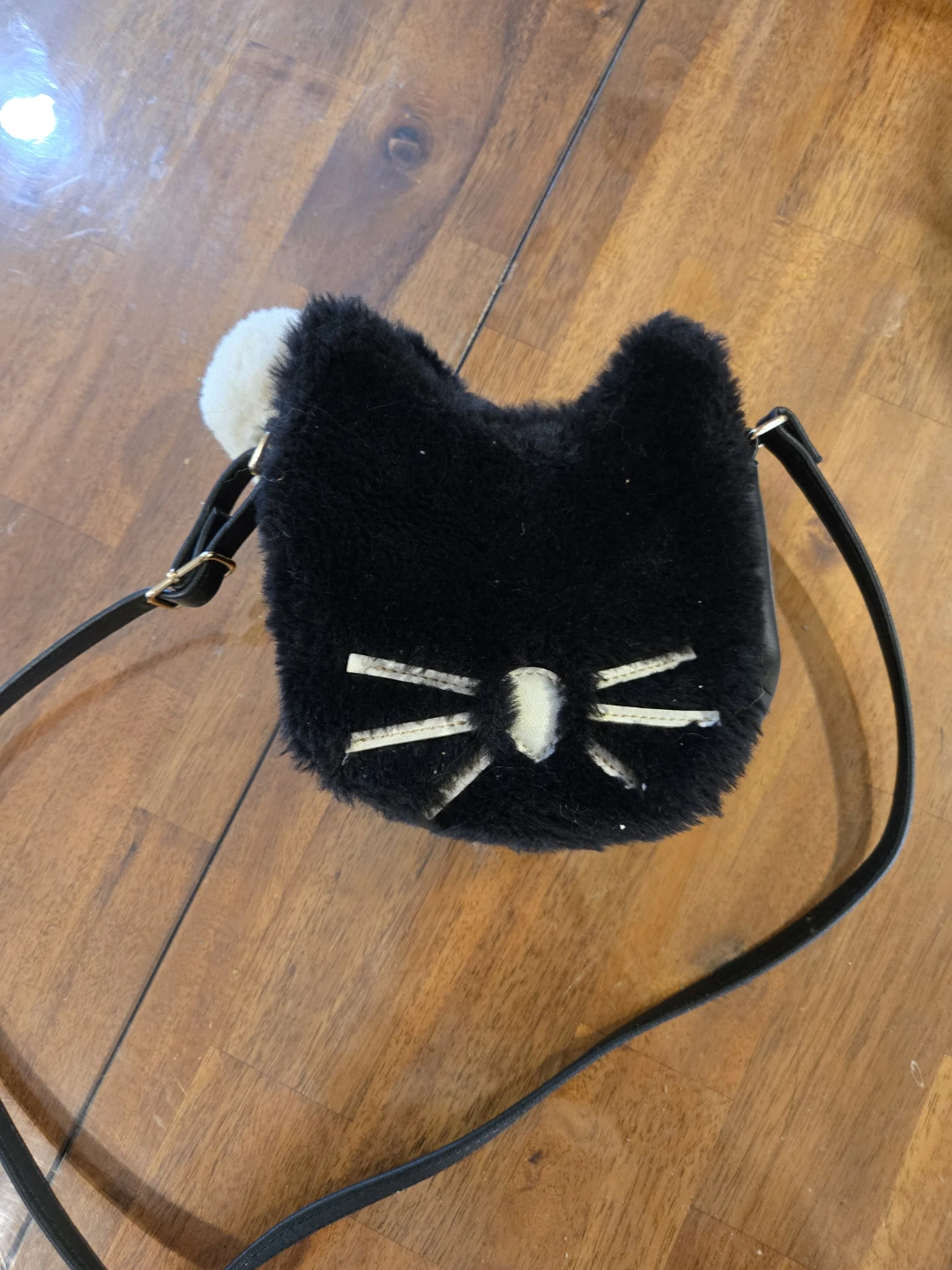 Black Cat Faux Fur Crossbody Bag