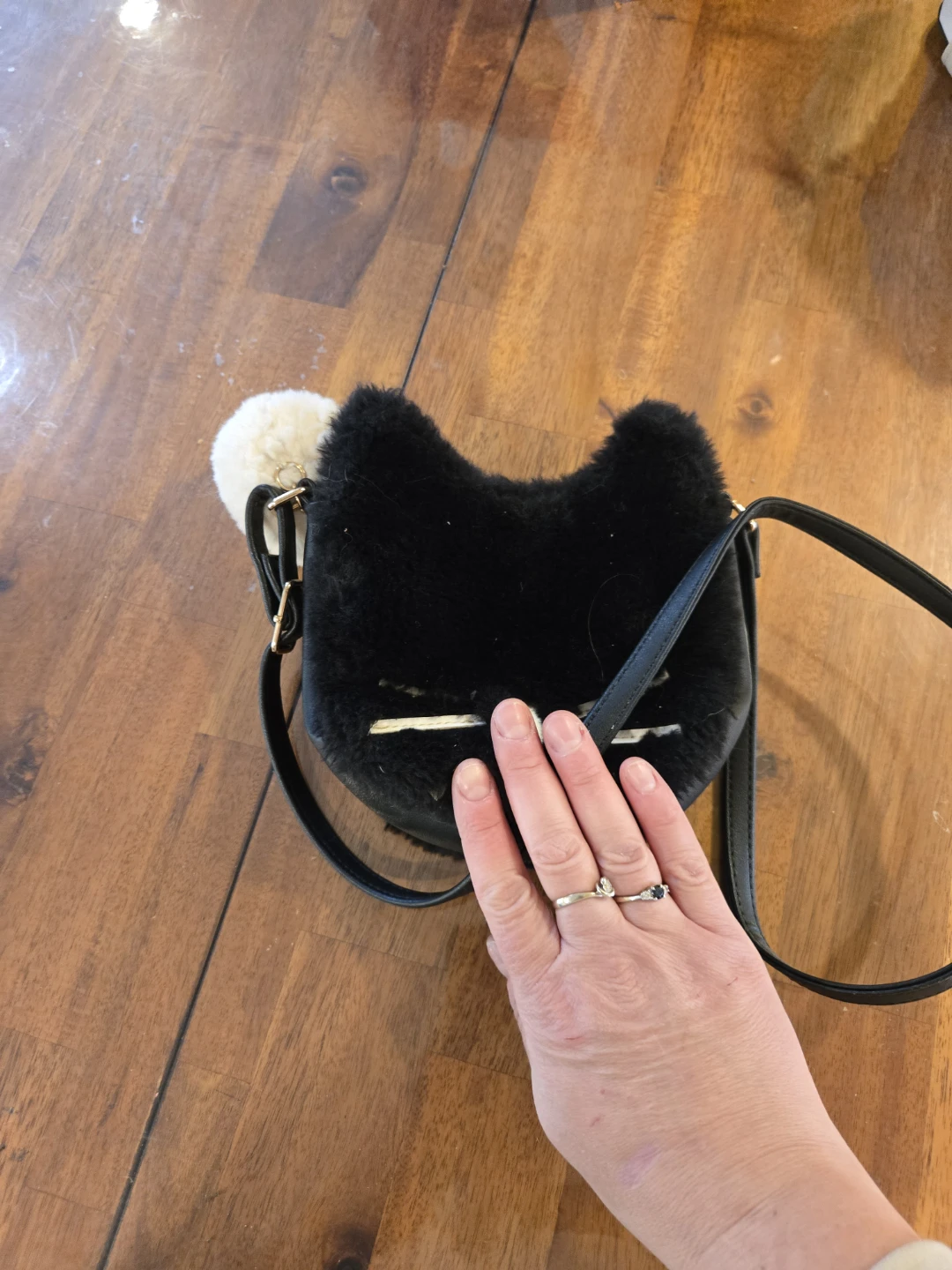 Black Cat Faux Fur Crossbody Bag - photo 2