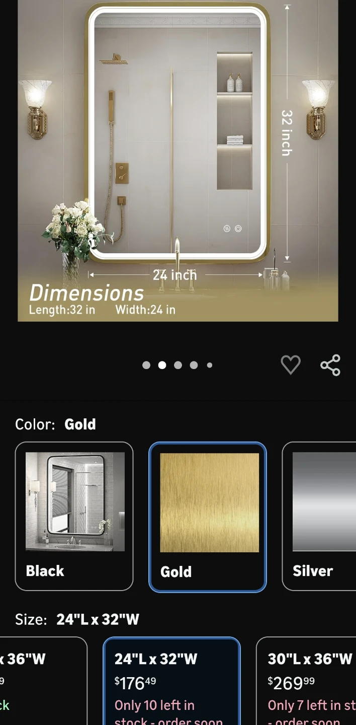 New FTOTI 24x32 Inch Gold LED Bathroom Mirror - photo 2