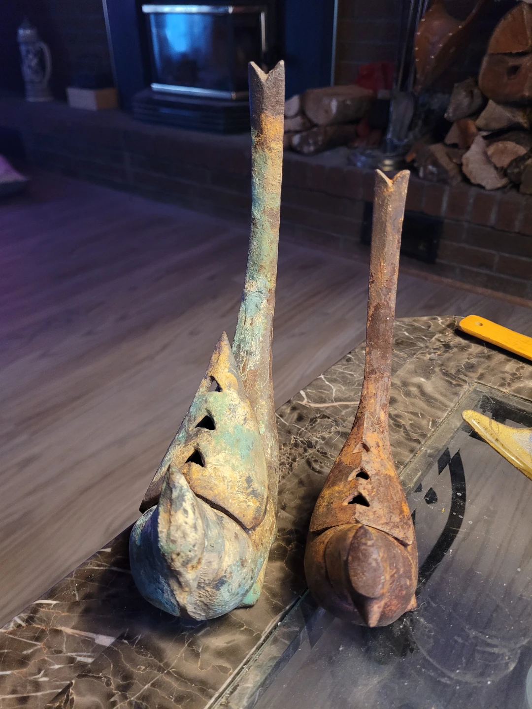 Japanese. Iron bird incense burner