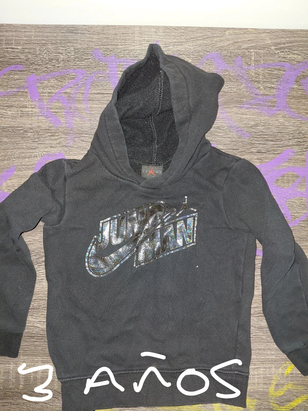 Jordan Kids' Black Hoodie, Size 3 Years