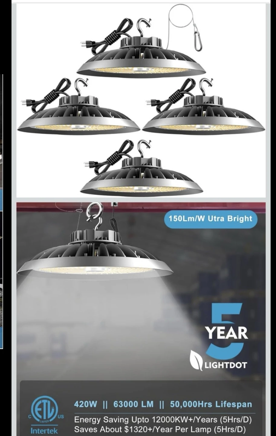 420W UFO LED High Bay Light 63000lm High Bay LED Lights NEW