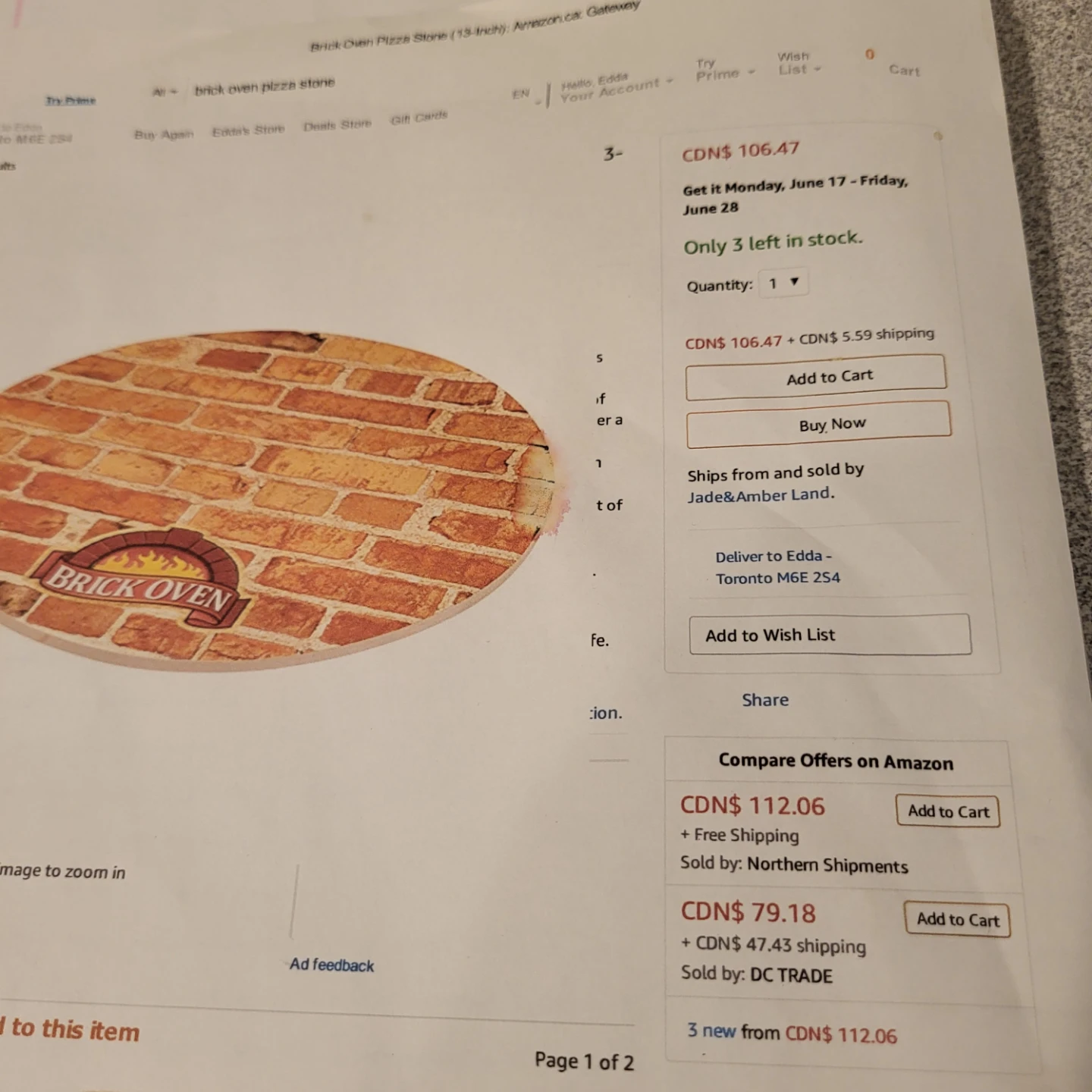 Brick Oven Pizza Stone 13 inch Round - photo 5