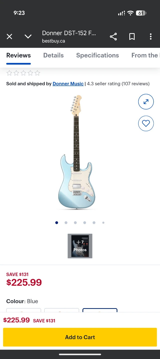 Donner DST-152 Electric Guitar (Blue) - photo 5