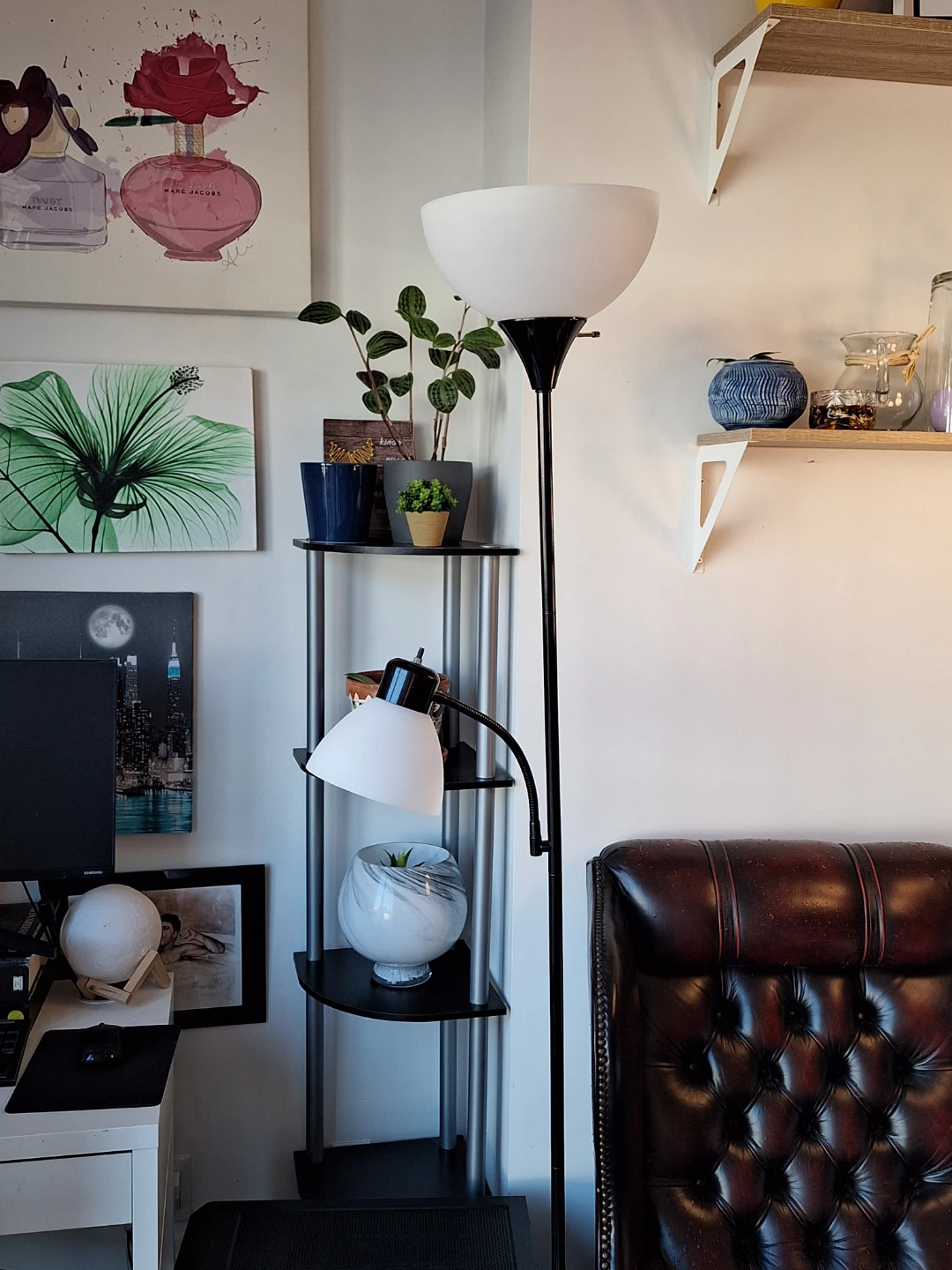 Black Floor Lamp with Reading Light