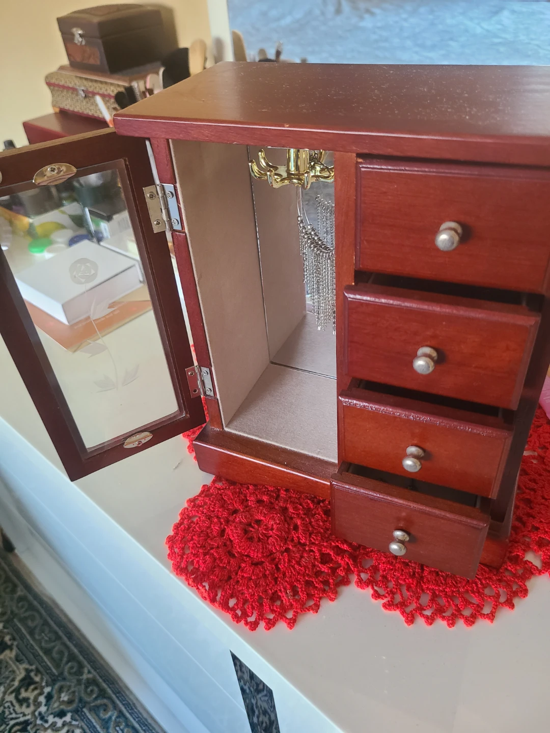 Wooden Jewellery Box with Drawers"🧡"