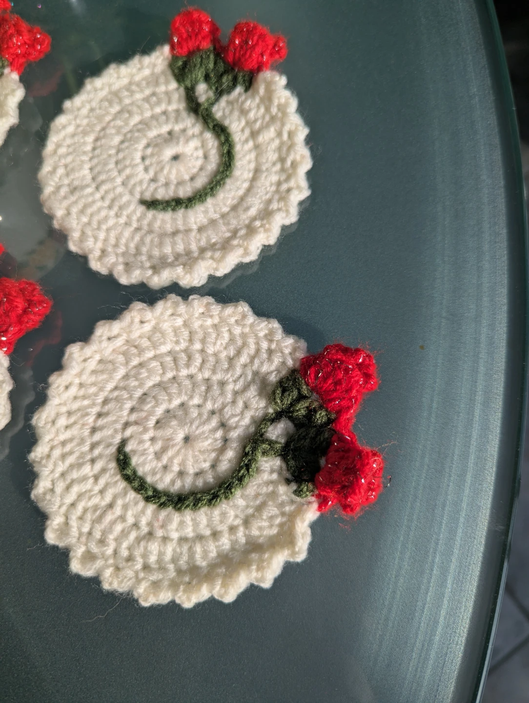 Handmade Crochet Coasters with Rose Design (Set of 6) - photo 3