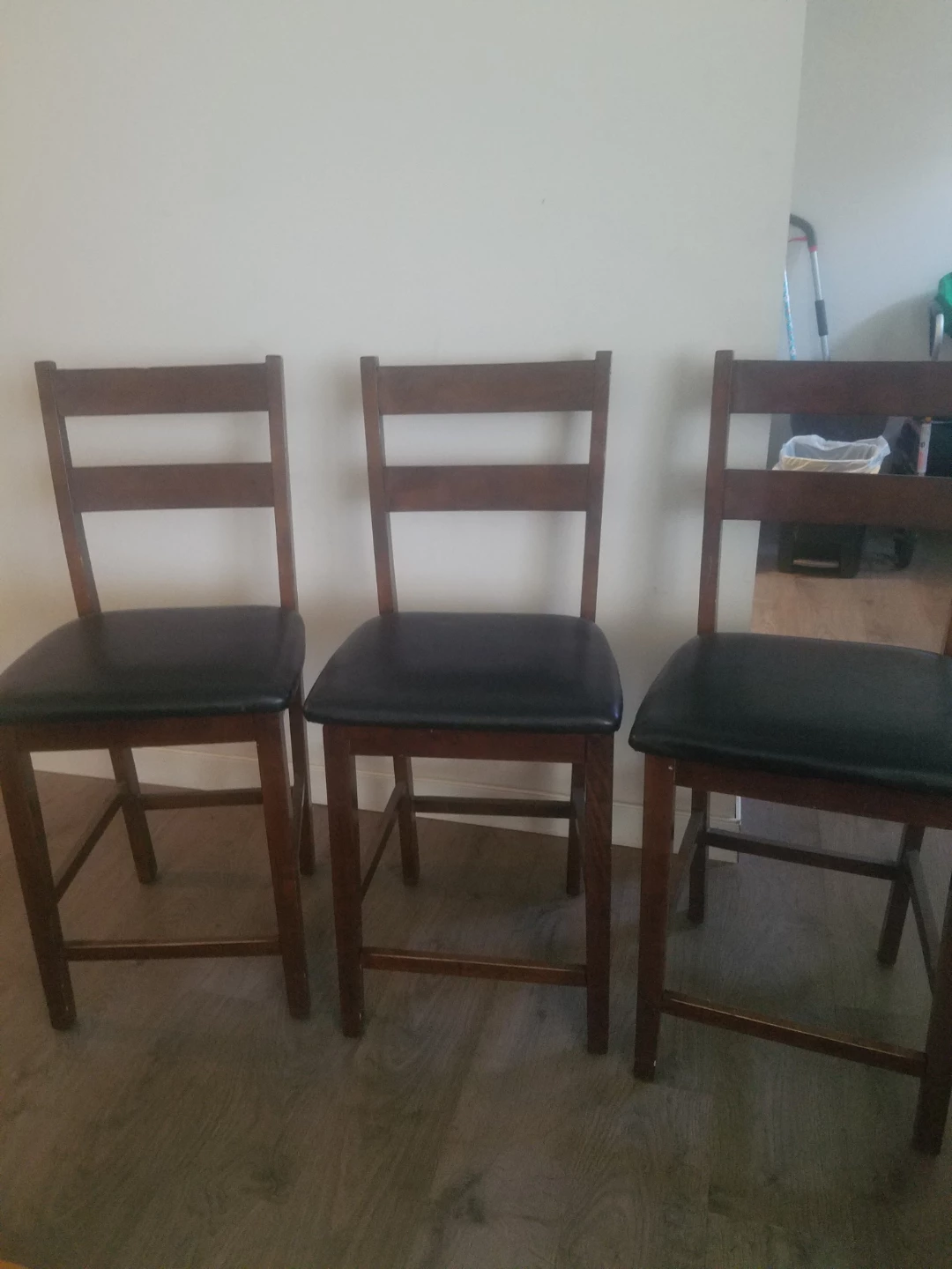 Set of 3 Wooden Bar Stools
