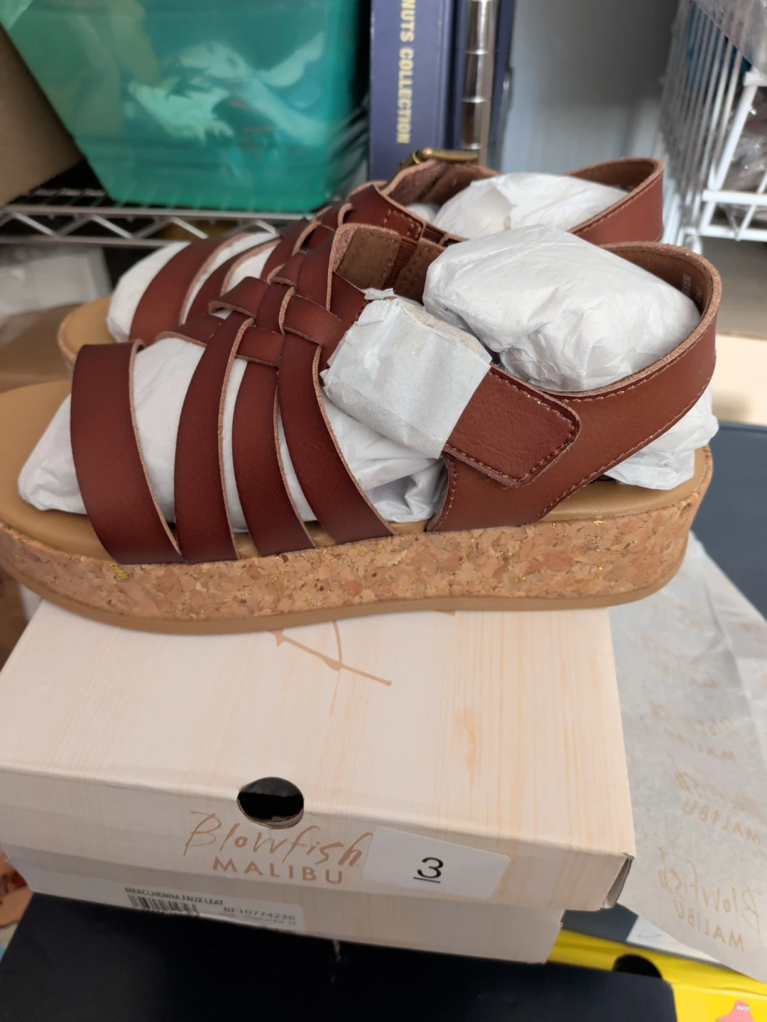 Blowfish Malibu Women's Brown Strappy Cork Wedge Sandals Size 3 - photo 2