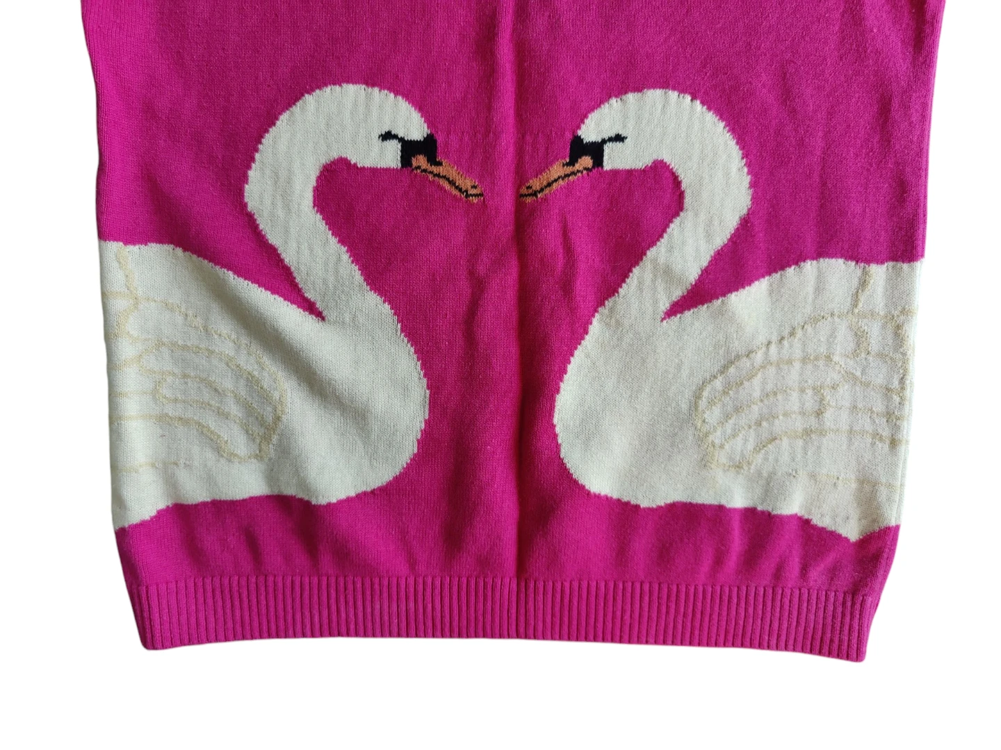 Vintage Women's Pink Magenta Swan Knit Pullover Sweater Small - photo 2
