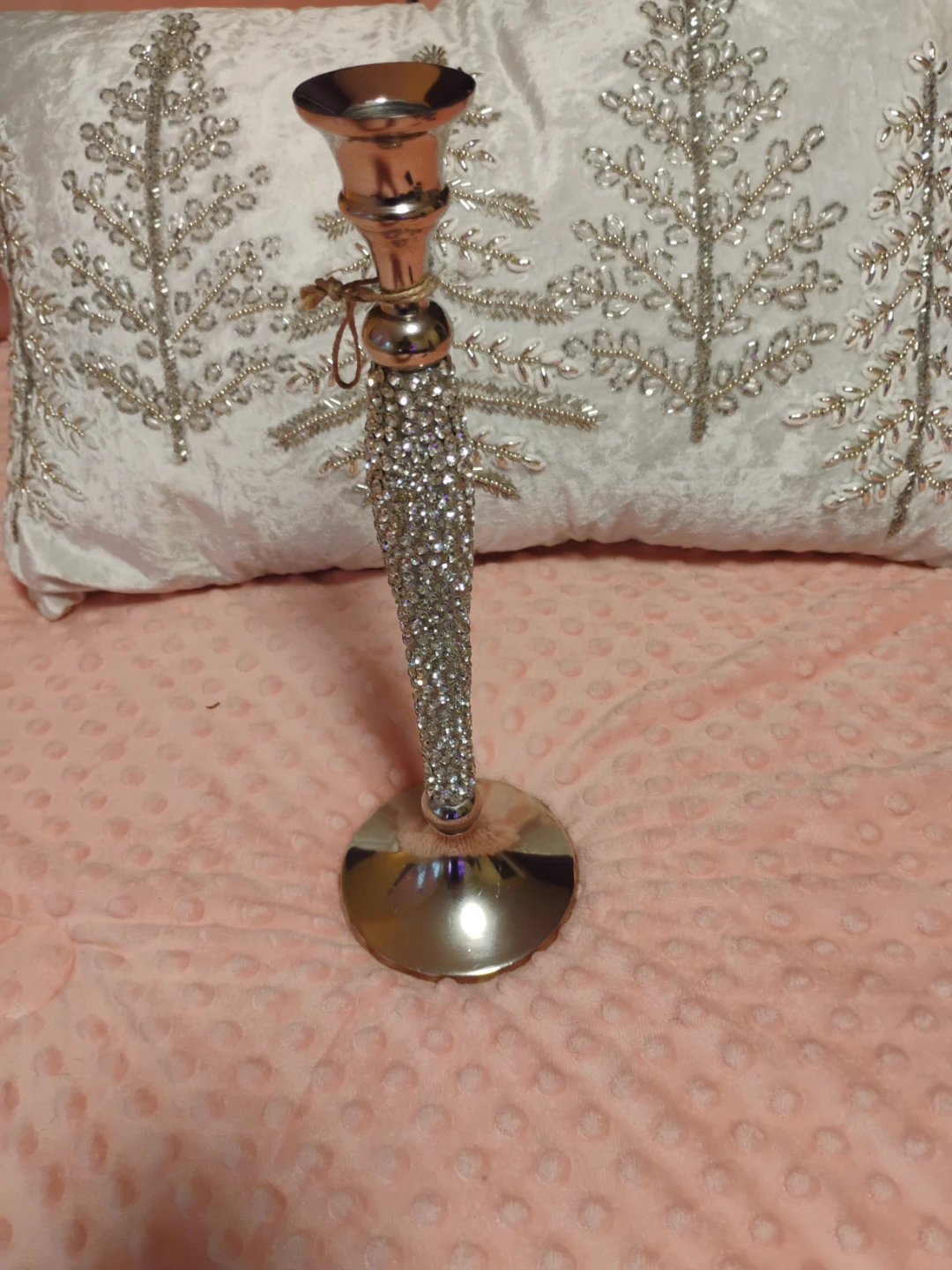 Silver Rhinestone Candle Holder