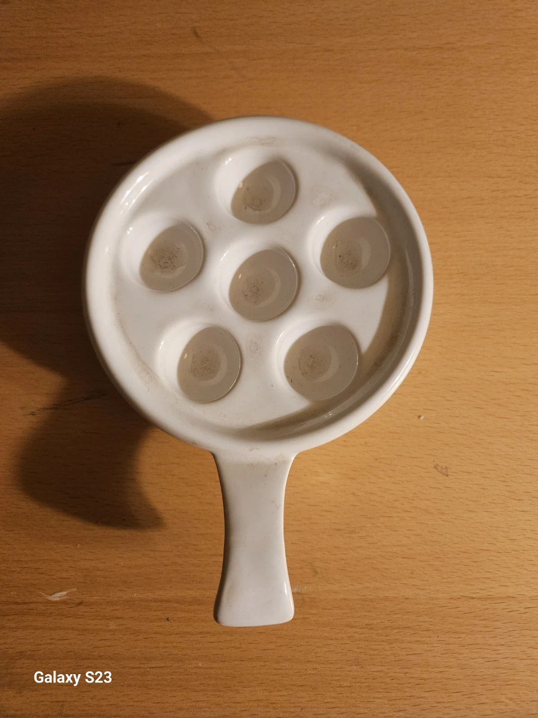 Escargot Dish - White Ceramic