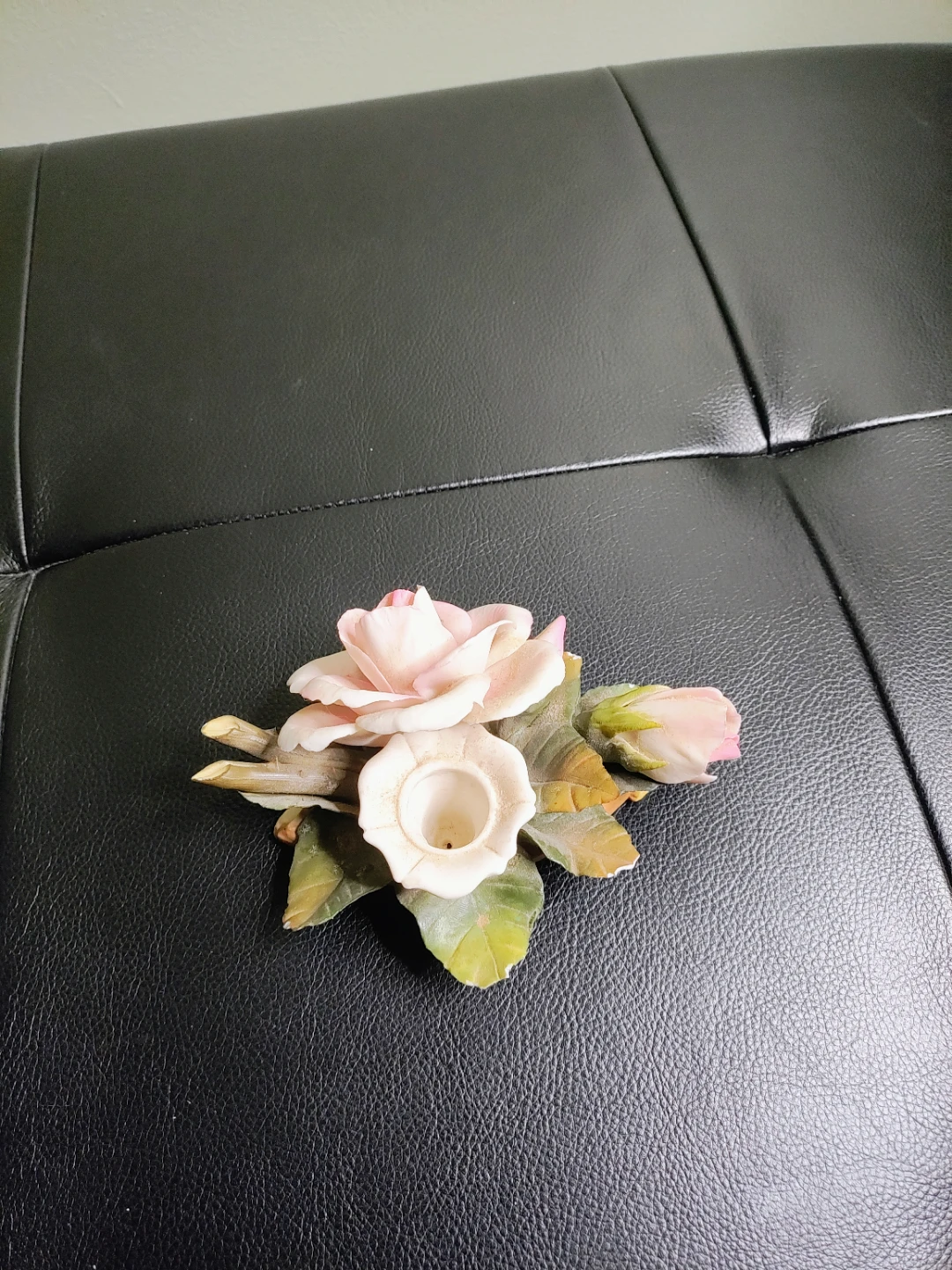 Vintage Italian Capodimonte Porcelain Rose Candle Holder - photo 4