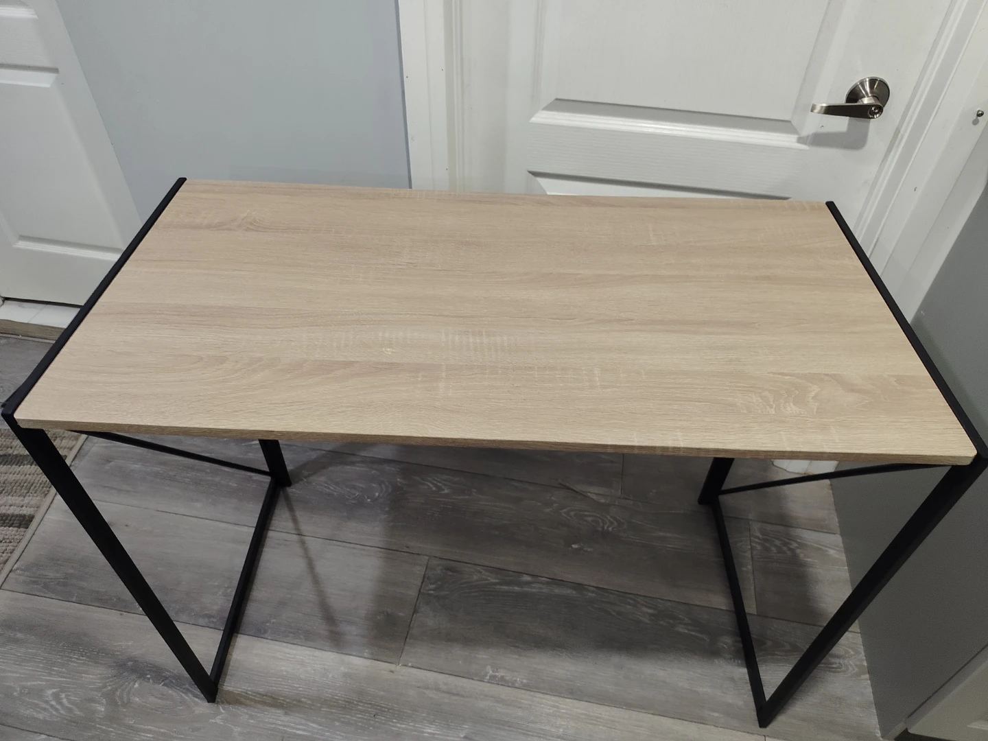Small Black Metal & Wood Desk - photo 2
