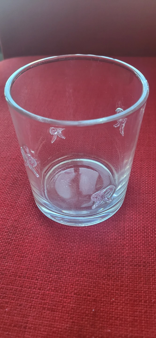Clear Glass Tumbler with Embossed Ribbon Designs
