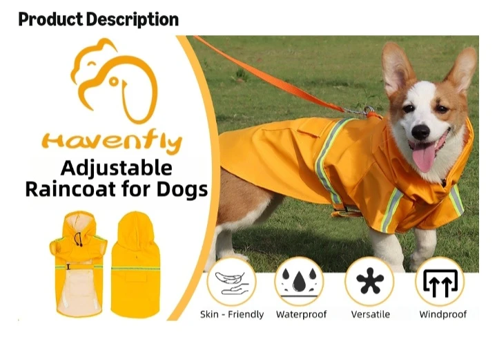 🥕  NEW!  Havenfly Waterproof Dog Raincoat - Size L & XL